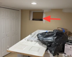 Finished basement bedroom with no window or opening suitable for emergency escape