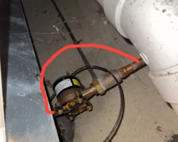 Water Meter – No Bonding Jumper Installed Water meter in a basement with no bonding jumper cable spanning across it